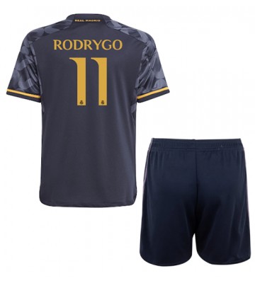 Real Madrid Rodrygo Goes #11 Borta Kläder Barn 2023-24 Kortärmad (+ Korta byxor)